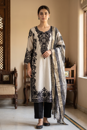 Ivory Noir Gulnaar beats Work Kurta Set