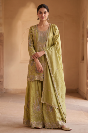 Pistachio Meher Paisley Gharara Set