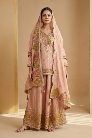 Blush Pink Gota Patti Embroidered Sharara Set