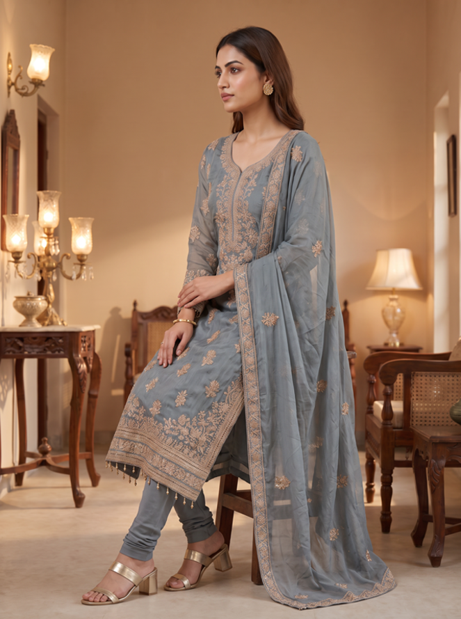 Dusty Blue Zareen Beats Work Set - Image 4
