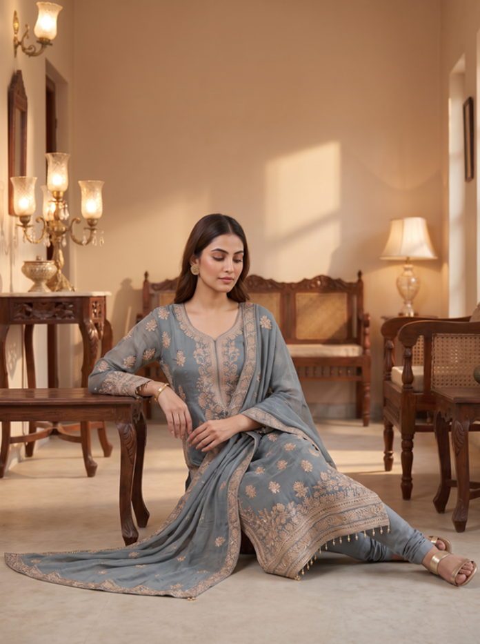 Dusty Blue Zareen Beats Work Set - Image 5